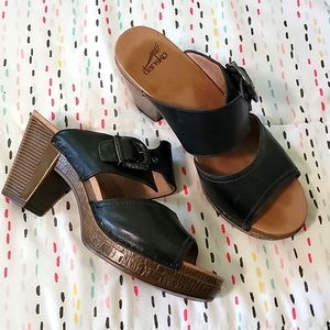 Dansko Ramona block high heels mules with silver buckle 41 size 10
